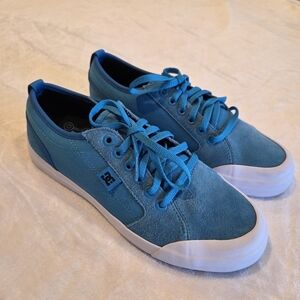 DC Youths Evan Boys Aqua Blue Leather Skateboard Shoes Sneakers Sz 6 Eu 37 Low